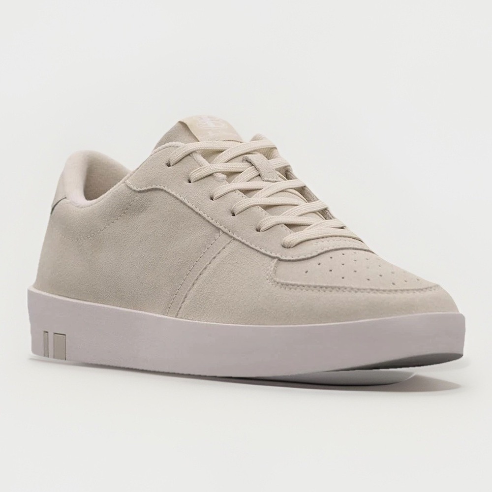 Ben Sherman Richmond Men 6.5M Cream Whisper White Suede Low-Top Lace-Up Sneakers